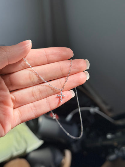 CRYSTAL BLOOM CROSS PENDANT NECKLACE