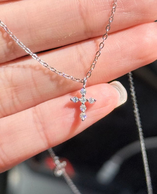 CRYSTAL BLOOM CROSS PENDANT NECKLACE
