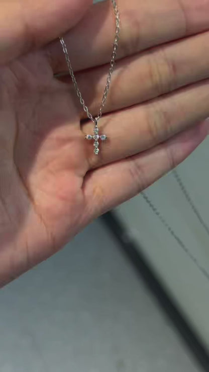 CRYSTAL BLOOM CROSS PENDANT NECKLACE